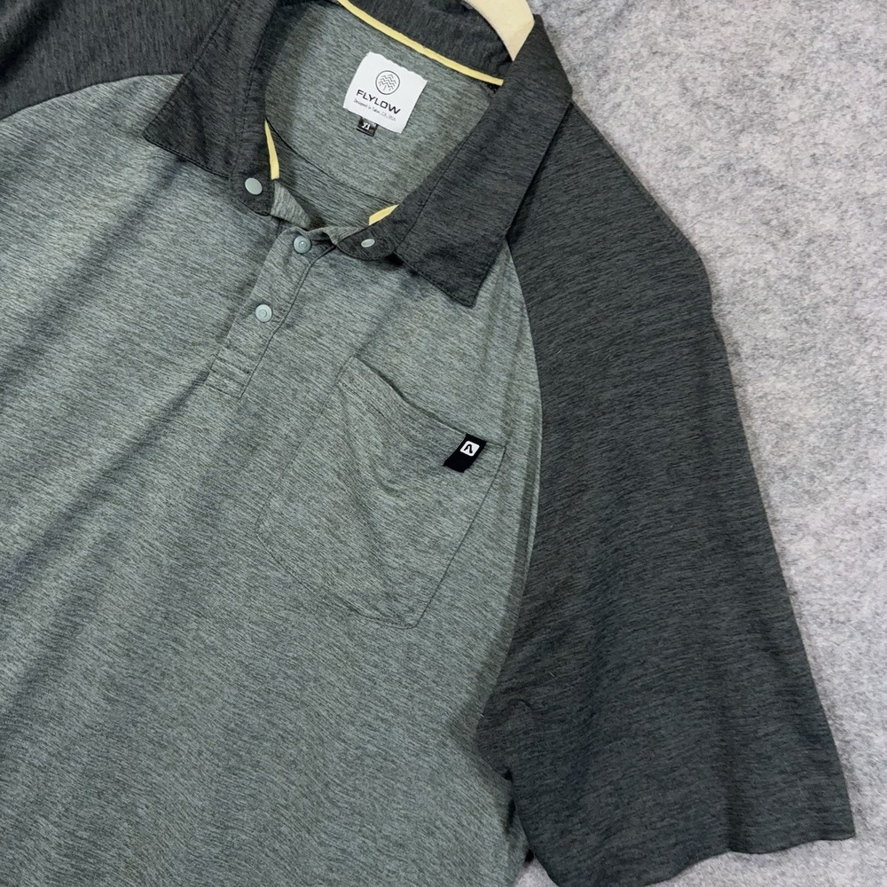 Flylow Polo Shirt Mens Sz XL Green Pocket Lightweight Performance Ski Bike